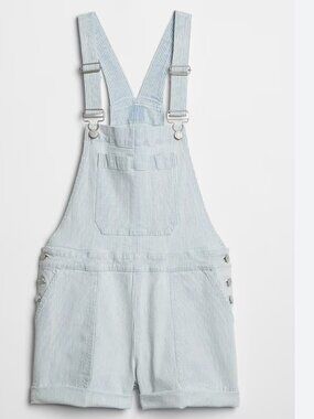 💙✨ GAP Railroad Stripe Denim Short Overalls – Light Blue Stripe (NEW)✨💙